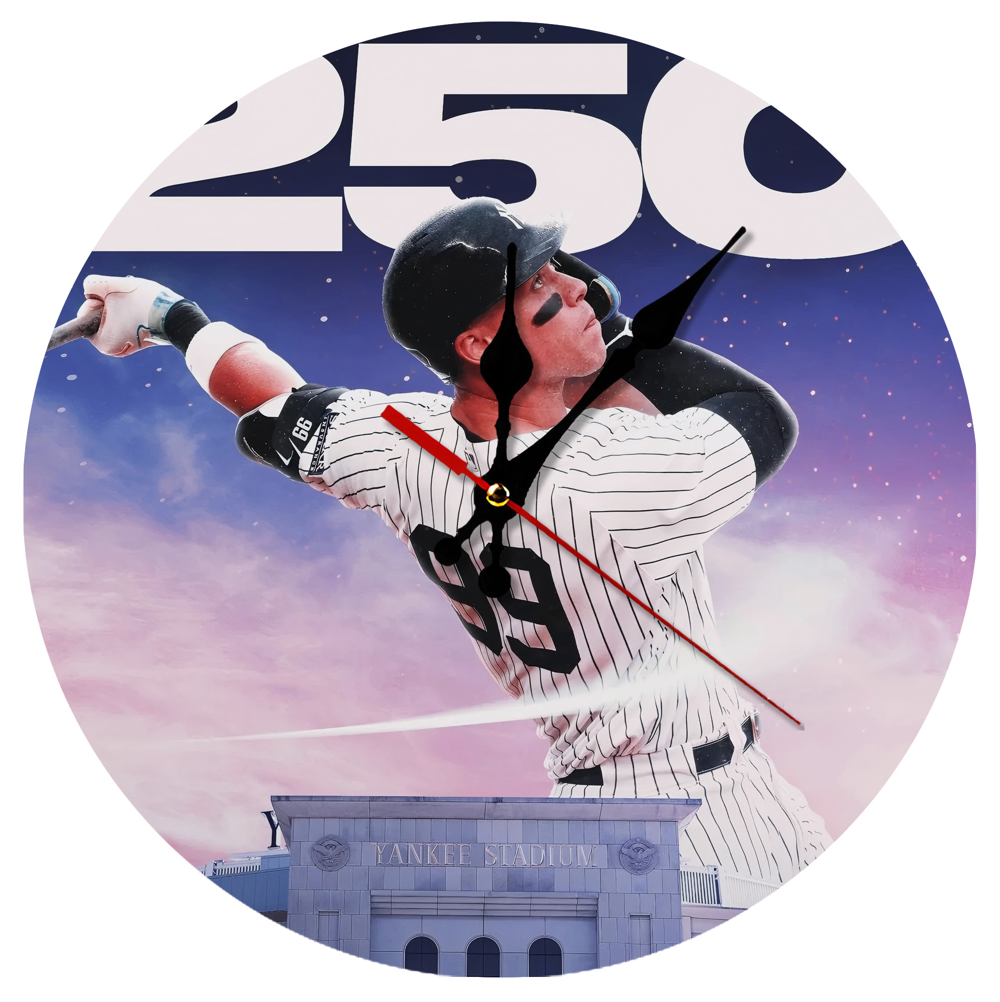 Aaron Judge 250 Home Runs Silent Round Wall Clock – Modern & Stylish DIY Design, Durable Wood Construction, Easy To Install – Perfect For Office, Bedroom, Living Room, And More